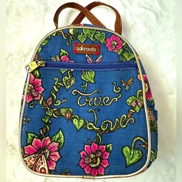 Sakroots Lunch Bag Thermal 9" x 4" x 7" Floral "True Love" Peace Insulated - Picture 2 of 14